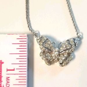 Rhinestone butterfly necklace